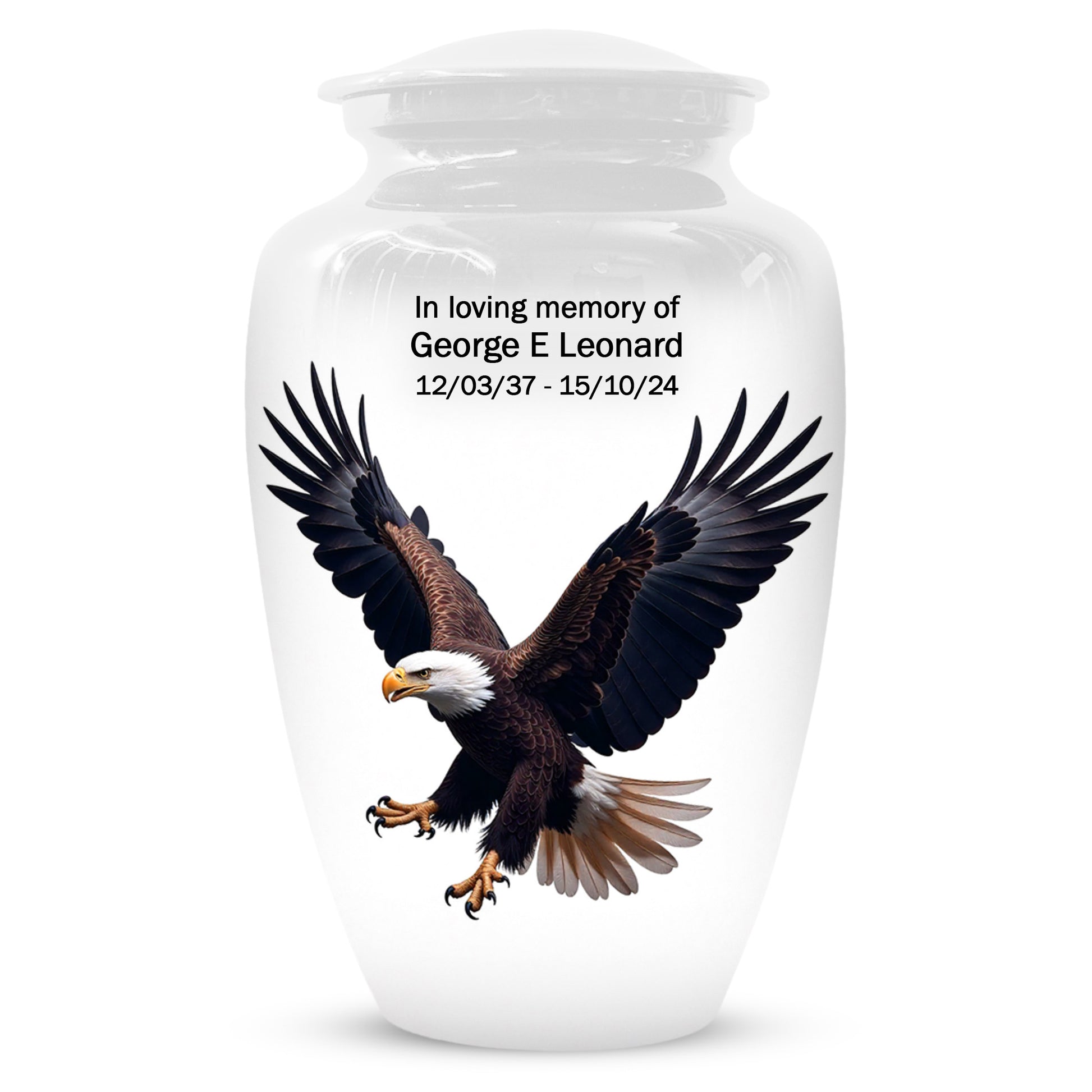 White Eagle Urn for Human Ashes | Elegant White Eagle Adult Cremation Urn Memorial