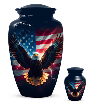 Patriotic Eagle Urn for Human Ashes | American Flag Eagle Adult Cremation Urn Memorial