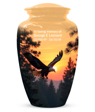 Majestic Eagle Sunset Adult Urn for Human Ashes | Scenic Eagle Adult Cremation Urn Memorial