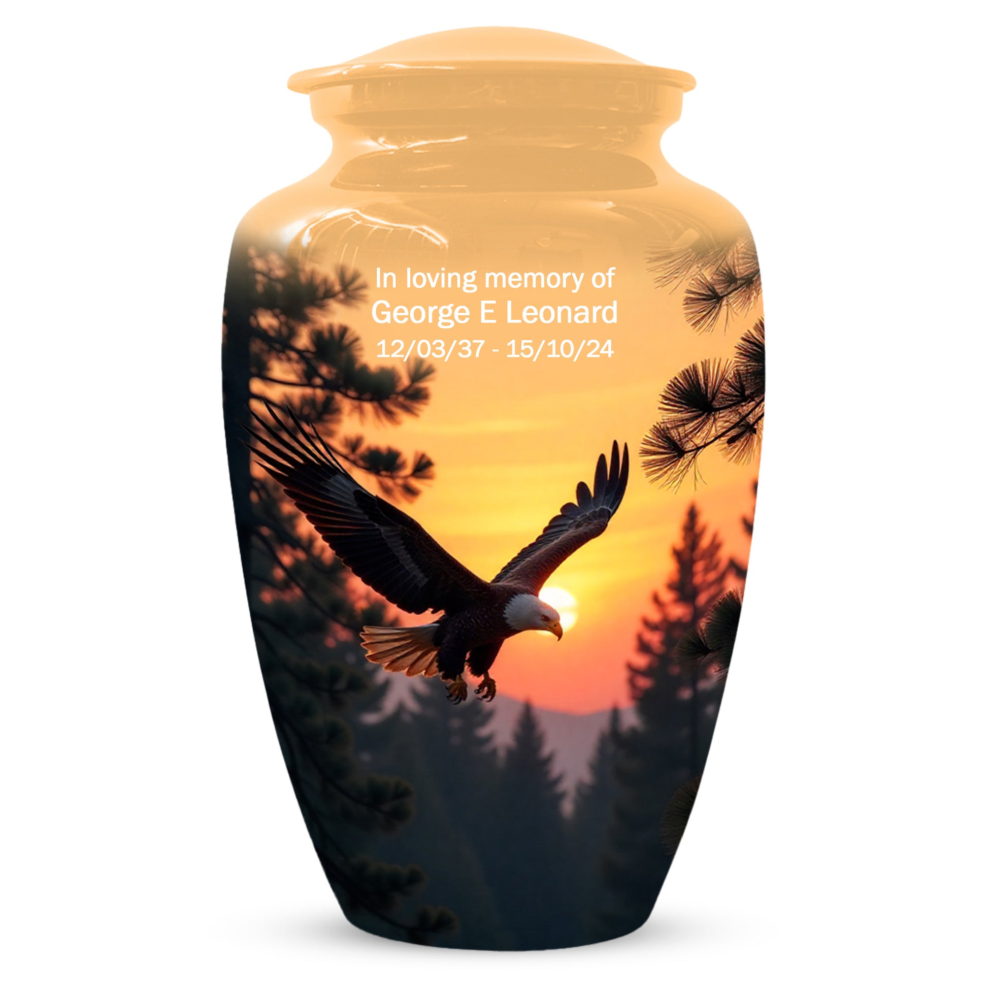 Majestic Eagle Sunset Adult Urn for Human Ashes | Scenic Eagle Adult Cremation Urn Memorial