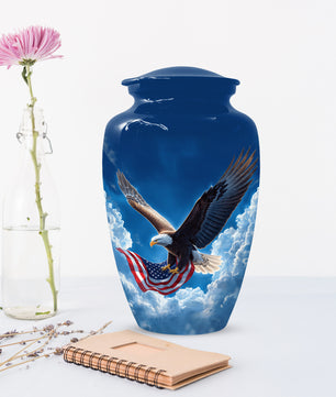 Flying Patriotic Eagle Urn for Human Ashes | American Eagle Adult Cremation Urn