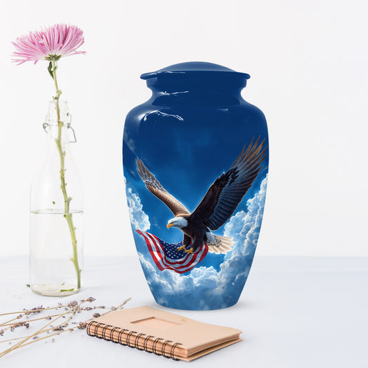 Flying Patriotic Eagle Urn for Human Ashes | American Eagle Adult Cremation Urn