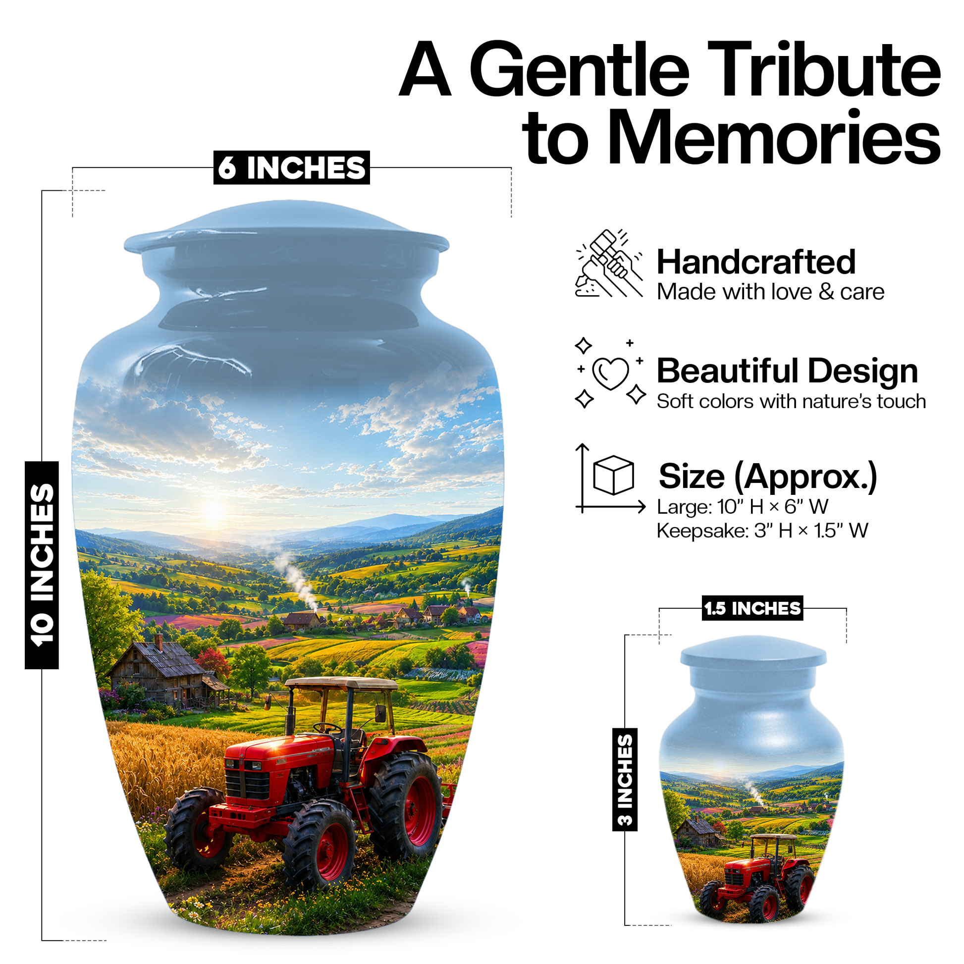 Farm Tractor Urn for Ashes- Personalized Country Memorial for Dad