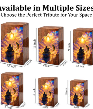 Gone Fishing in Heaven Wooden Cremation Urn – Personalized Memorial Urn for Human Ashes