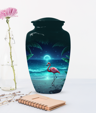 Flamingo Urn for Ashes, Custom Beach Cremation Urn For Ashes