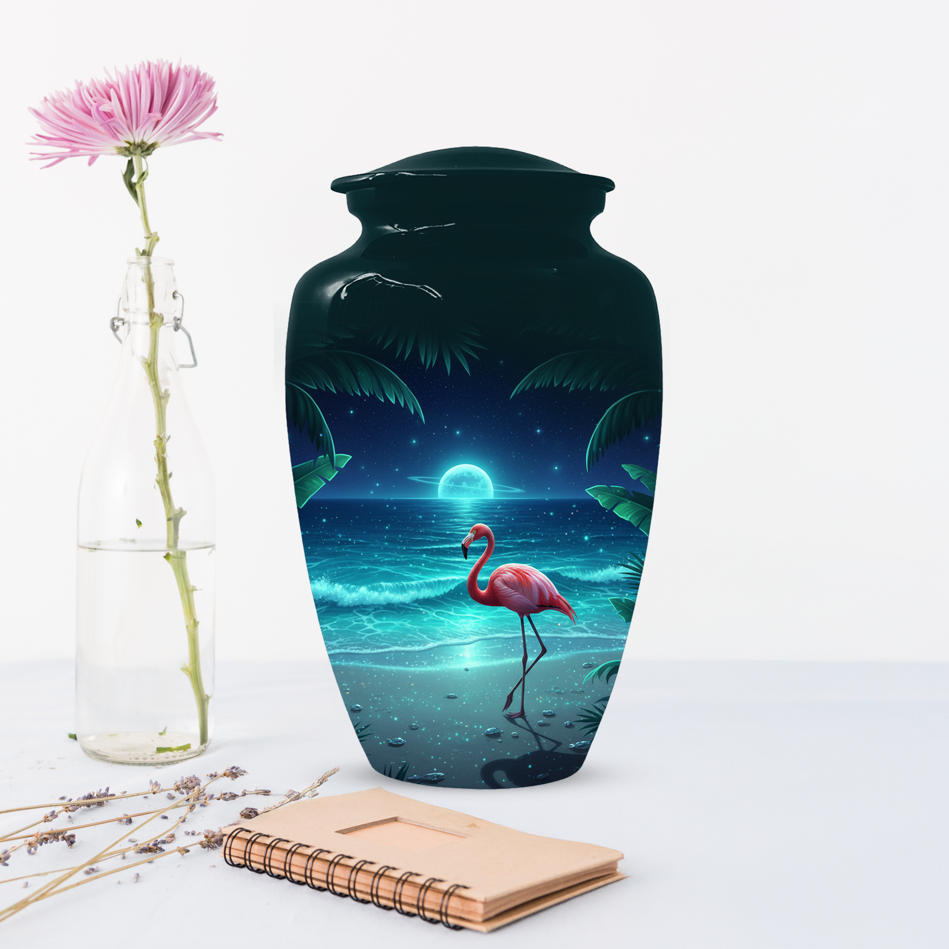 Flamingo Urn for Ashes, Custom Beach Cremation Urn For Ashes
