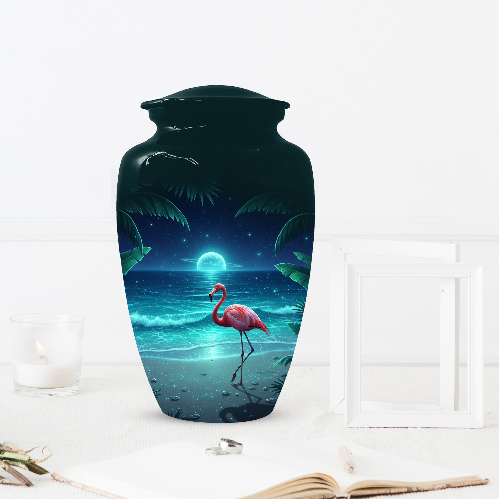 Flamingo Urn for Ashes, Custom Beach Cremation Urn For Ashes