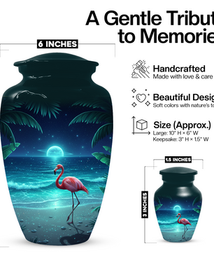 Flamingo Urn for Ashes, Custom Beach Cremation Urn For Ashes