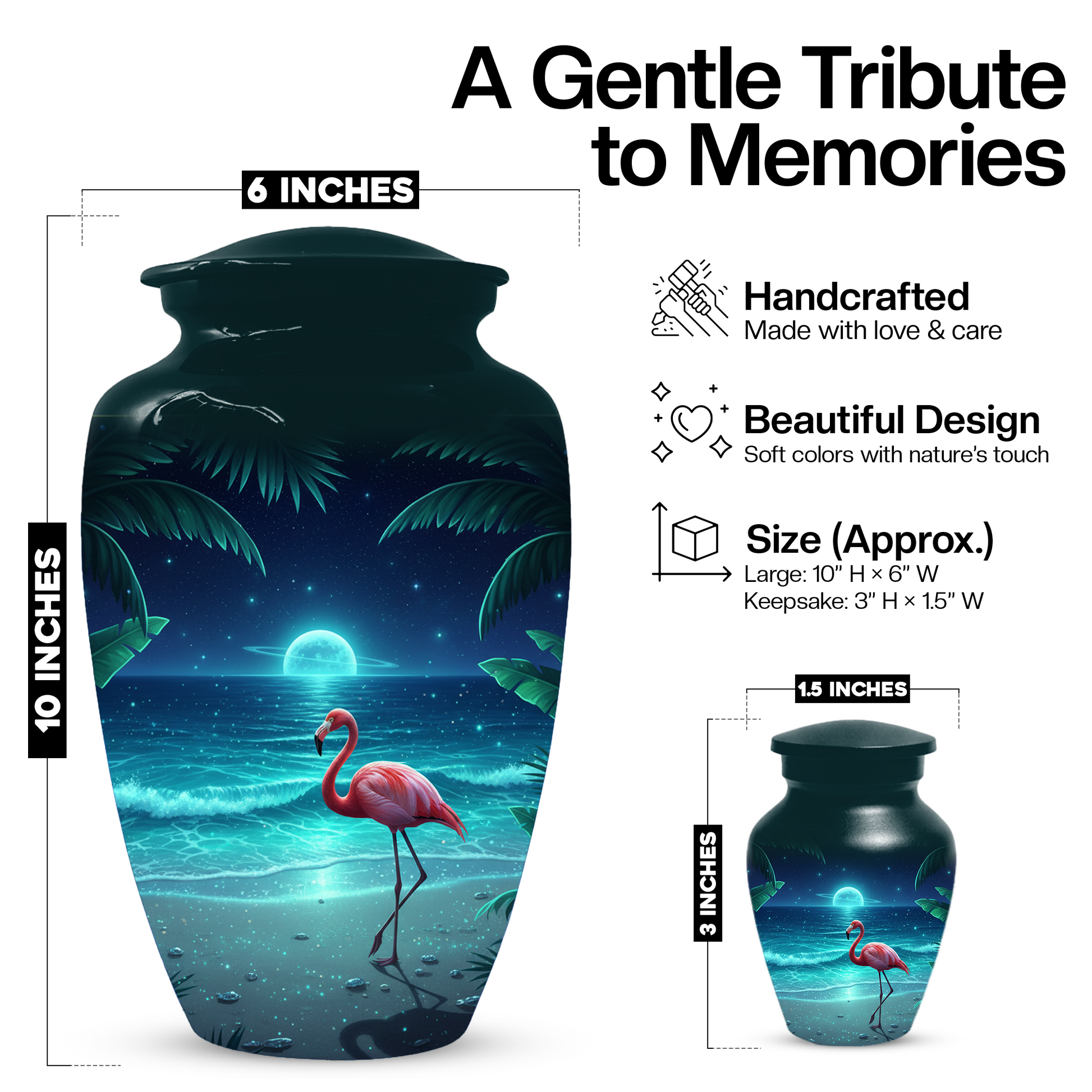 Flamingo Urn for Ashes, Custom Beach Cremation Urn For Ashes