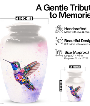 Personalized Hummingbird Cremation Urn for Human Ashes
