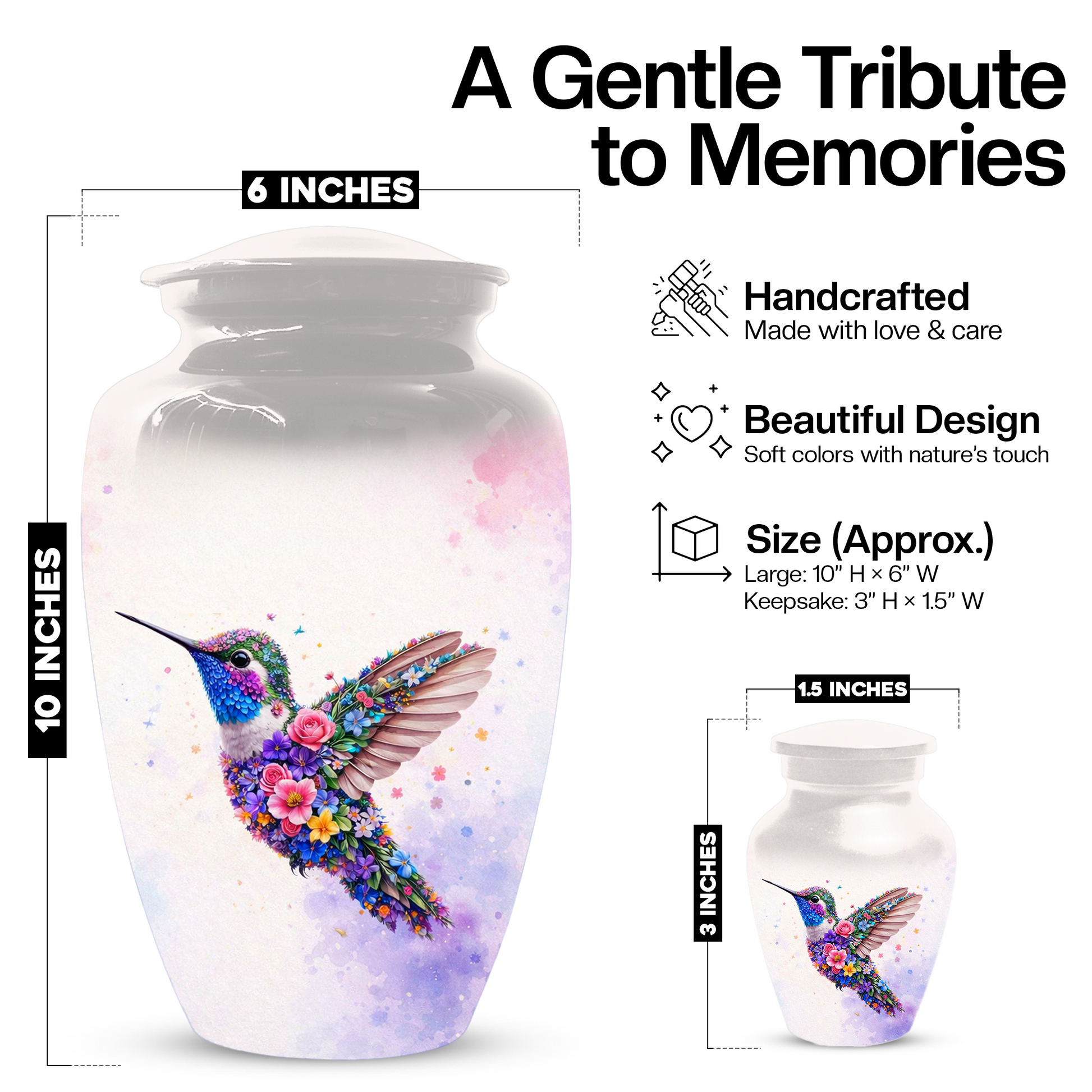 Personalized Hummingbird Cremation Urn for Human Ashes