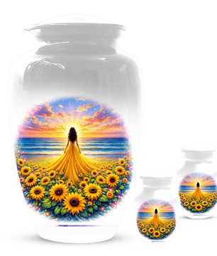 Sunflower Memorial Urn for Ashes | Custom Cremation Urn for Mom