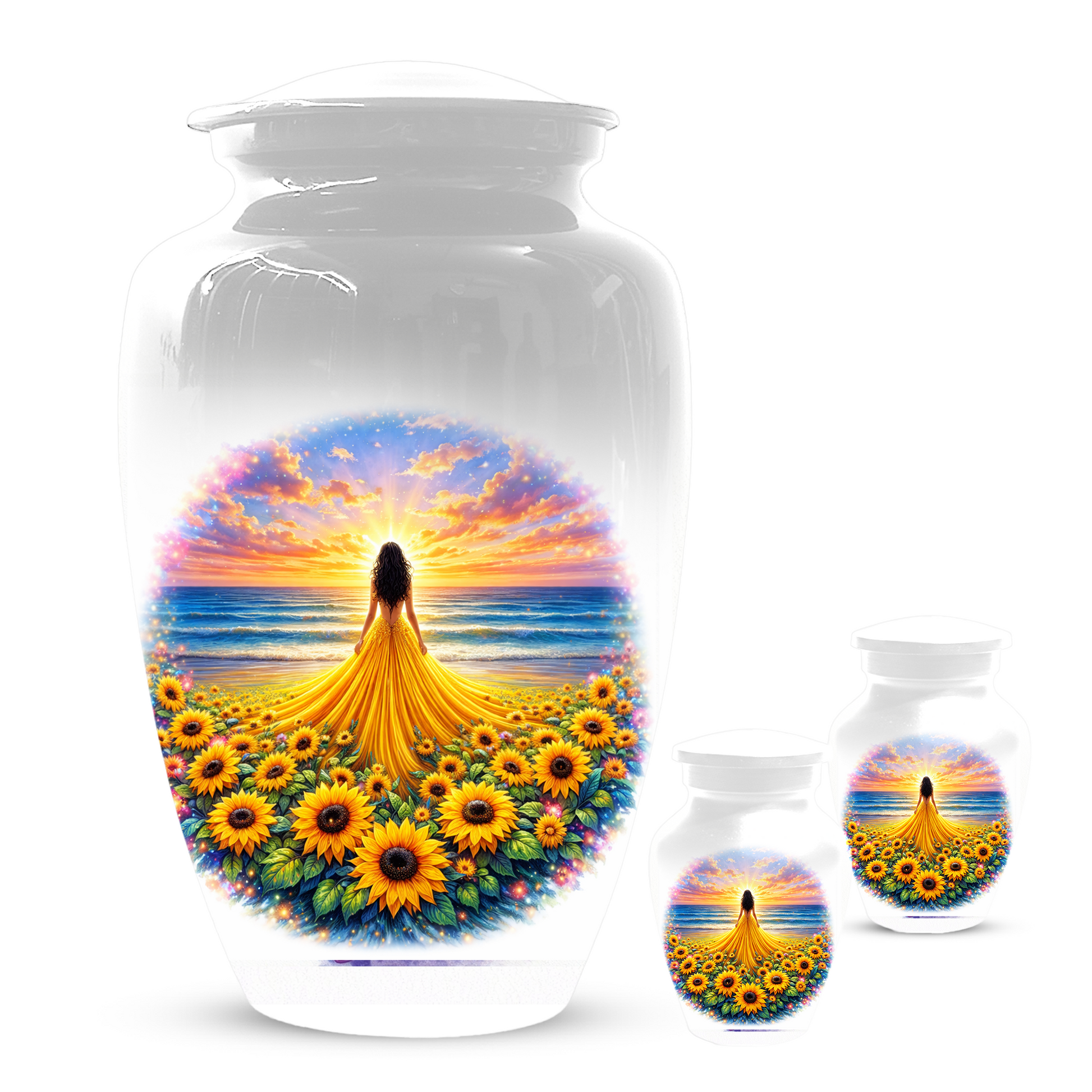 Sunflower Memorial Urn for Ashes | Custom Cremation Urn for Mom