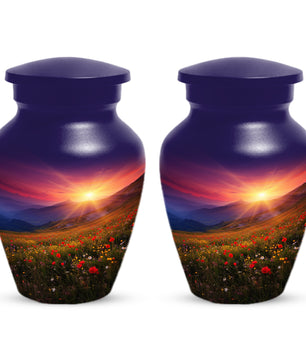 Flower Garden Sunset Urn for Human Ashes | Beautiful Floral Adult Cremation Urn for Mom & Women