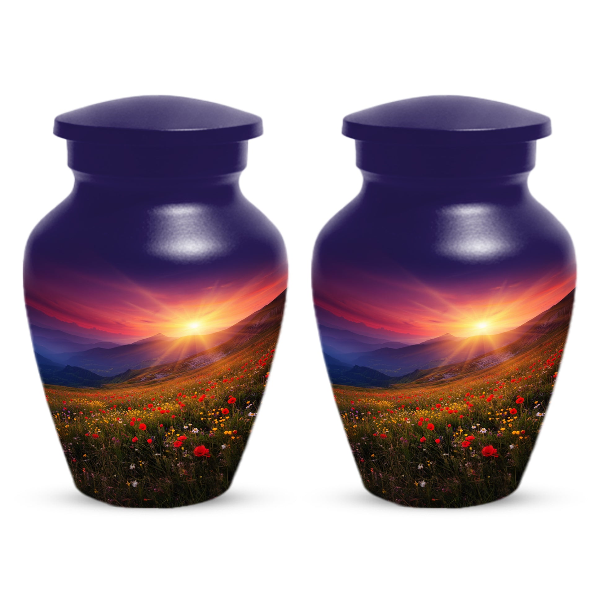 Flower Garden Sunset Urn for Human Ashes | Beautiful Floral Adult Cremation Urn for Mom & Women