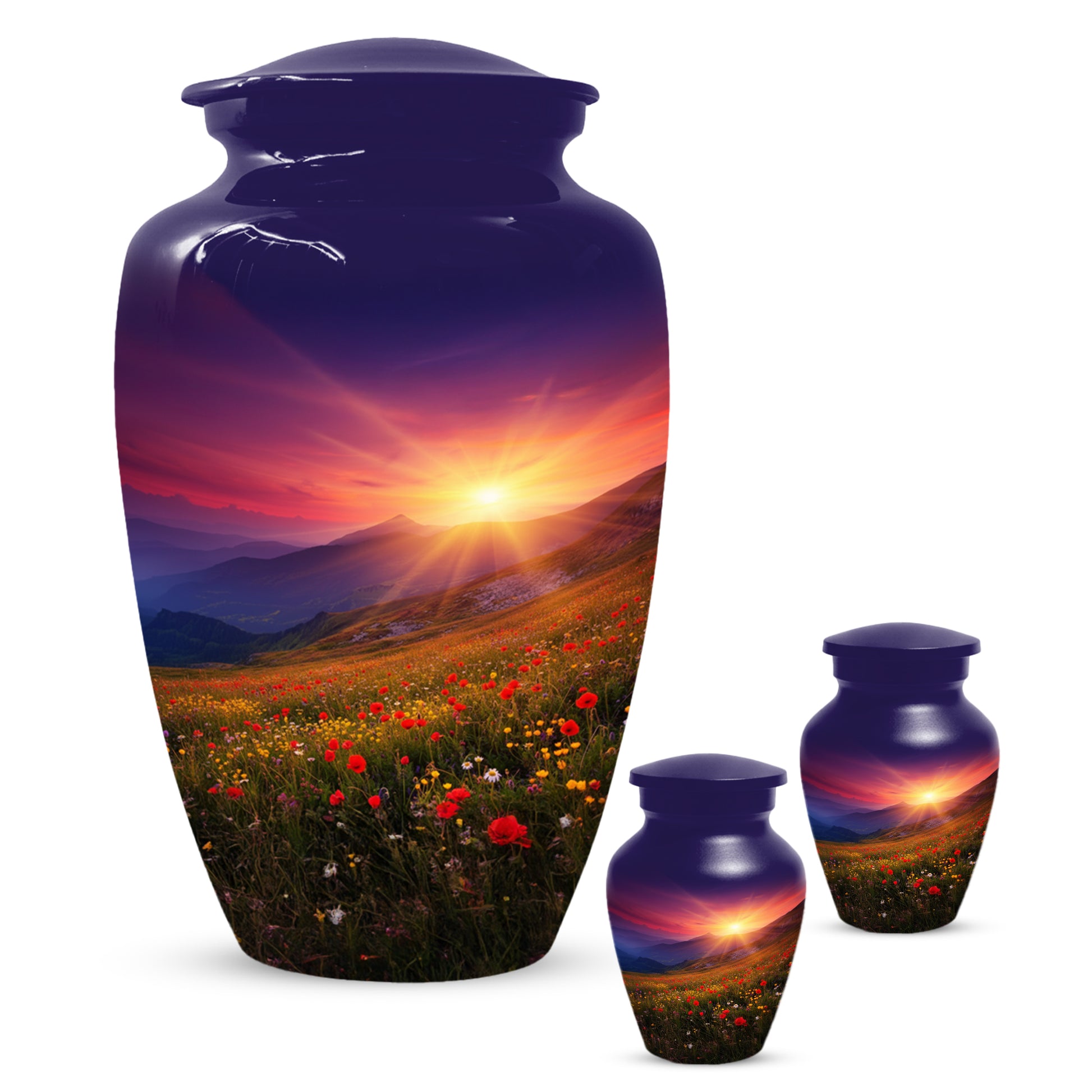 Flower Garden Sunset Urn for Human Ashes | Beautiful Floral Adult Cremation Urn for Mom & Women