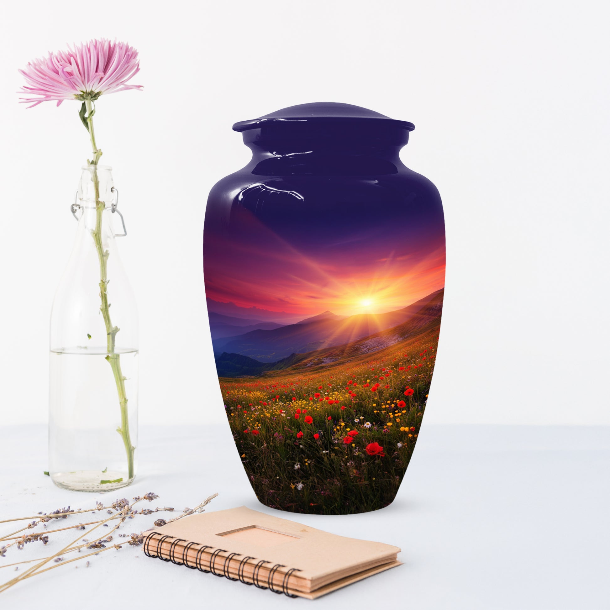 Flower Garden Sunset Urn for Human Ashes | Beautiful Floral Adult Cremation Urn for Mom & Women