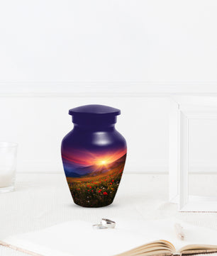 Flower Garden Sunset Urn for Human Ashes | Beautiful Floral Adult Cremation Urn for Mom & Women