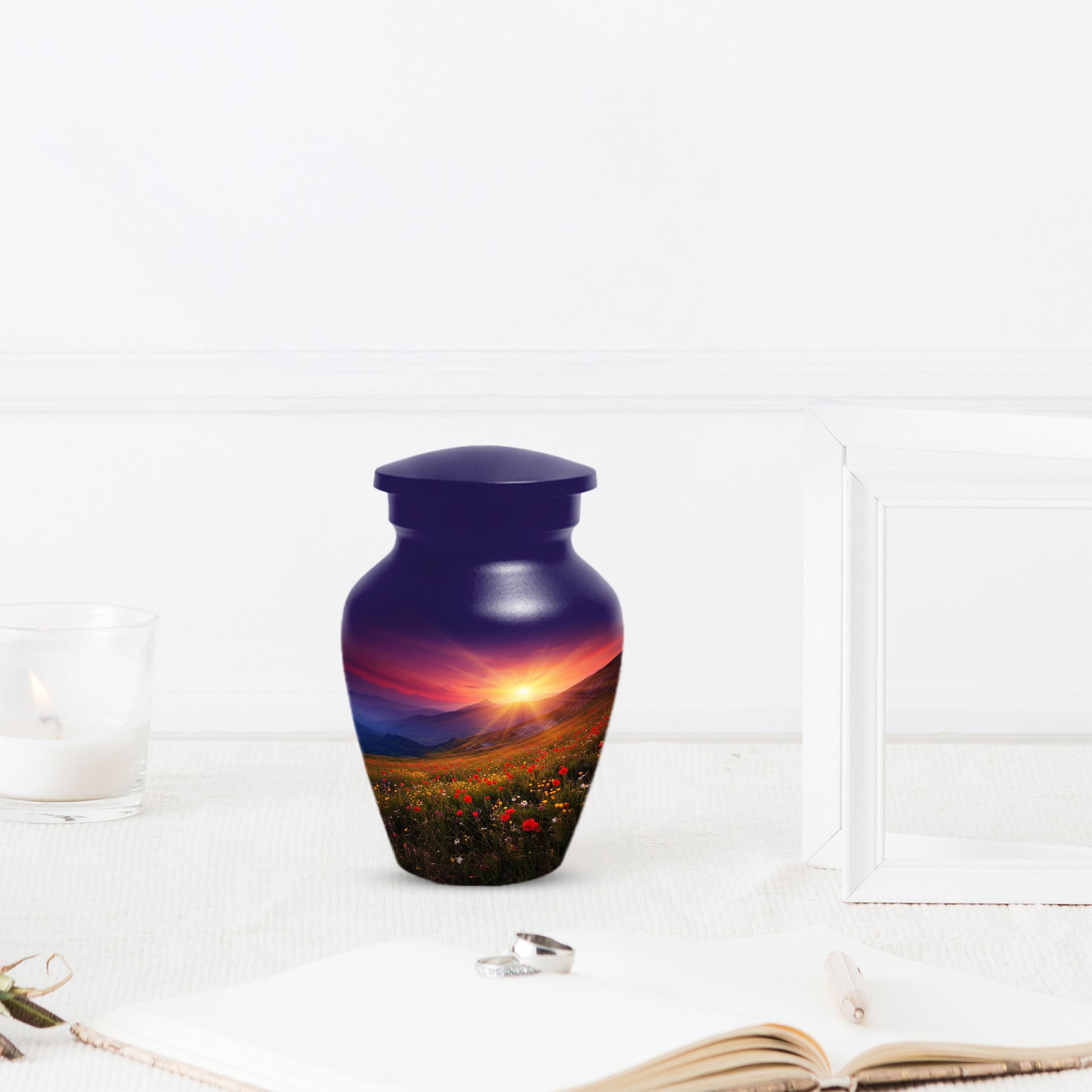 Flower Garden Sunset Urn for Human Ashes | Beautiful Floral Adult Cremation Urn for Mom & Women