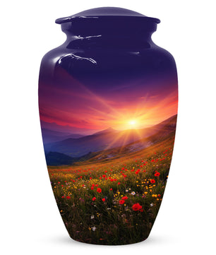 Flower Garden Sunset Urn for Human Ashes | Beautiful Floral Adult Cremation Urn for Mom & Women