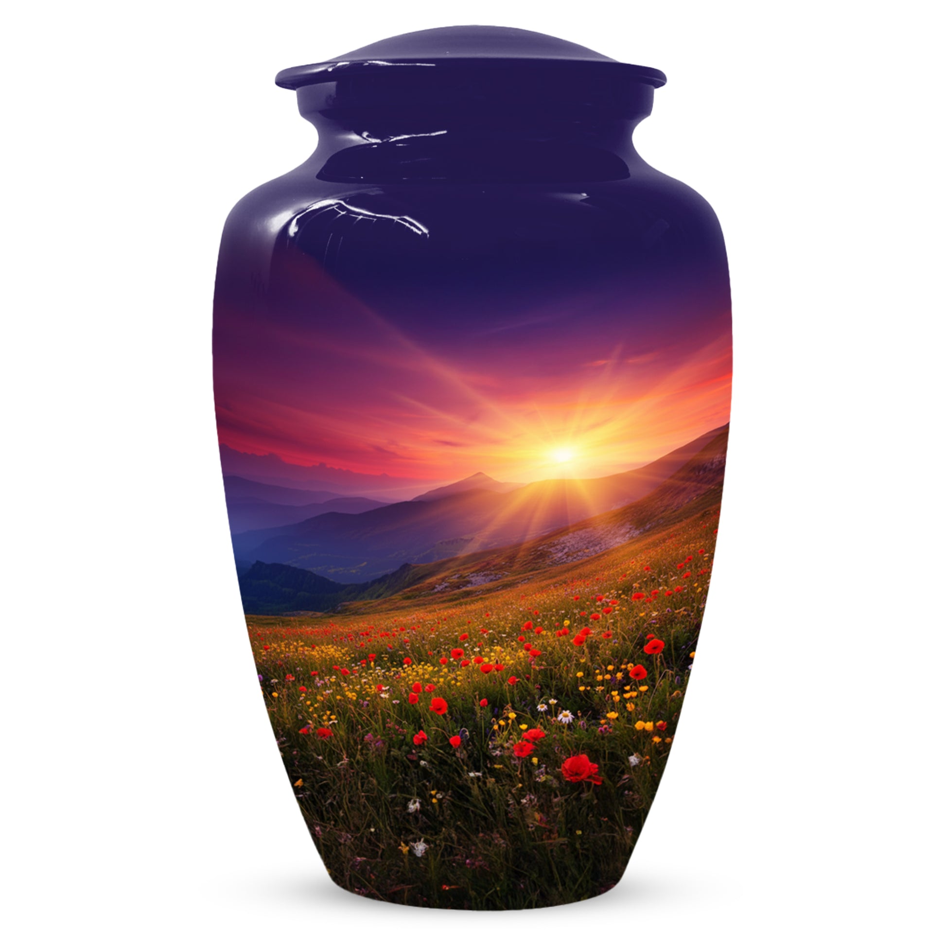Flower Garden Sunset Urn for Human Ashes | Beautiful Floral Adult Cremation Urn for Mom & Women