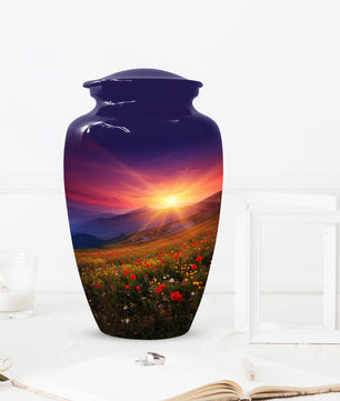 Flower Garden Sunset Urn for Human Ashes | Beautiful Floral Adult Cremation Urn for Mom & Women