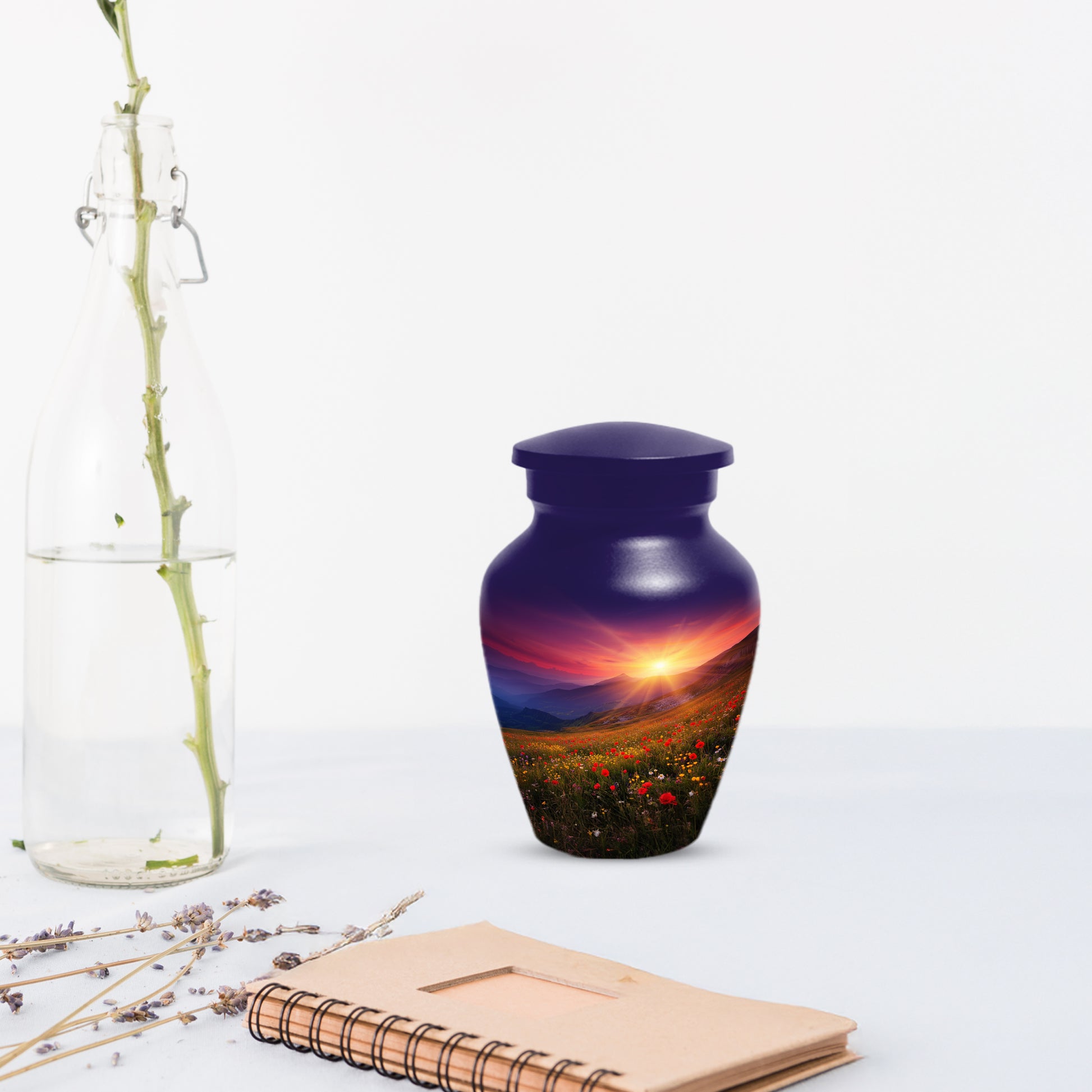 Flower Garden Sunset Urn for Human Ashes | Beautiful Floral Adult Cremation Urn for Mom & Women