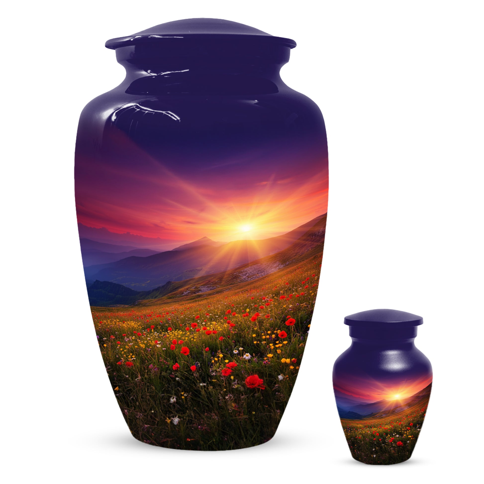 Flower Garden Sunset Urn for Human Ashes | Beautiful Floral Adult Cremation Urn for Mom & Women