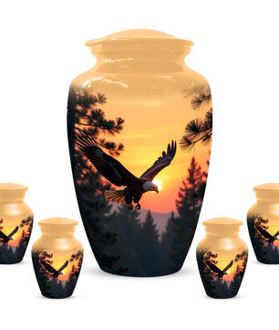 Majestic Eagle Sunset Adult Urn for Human Ashes | Scenic Eagle Adult Cremation Urn Memorial