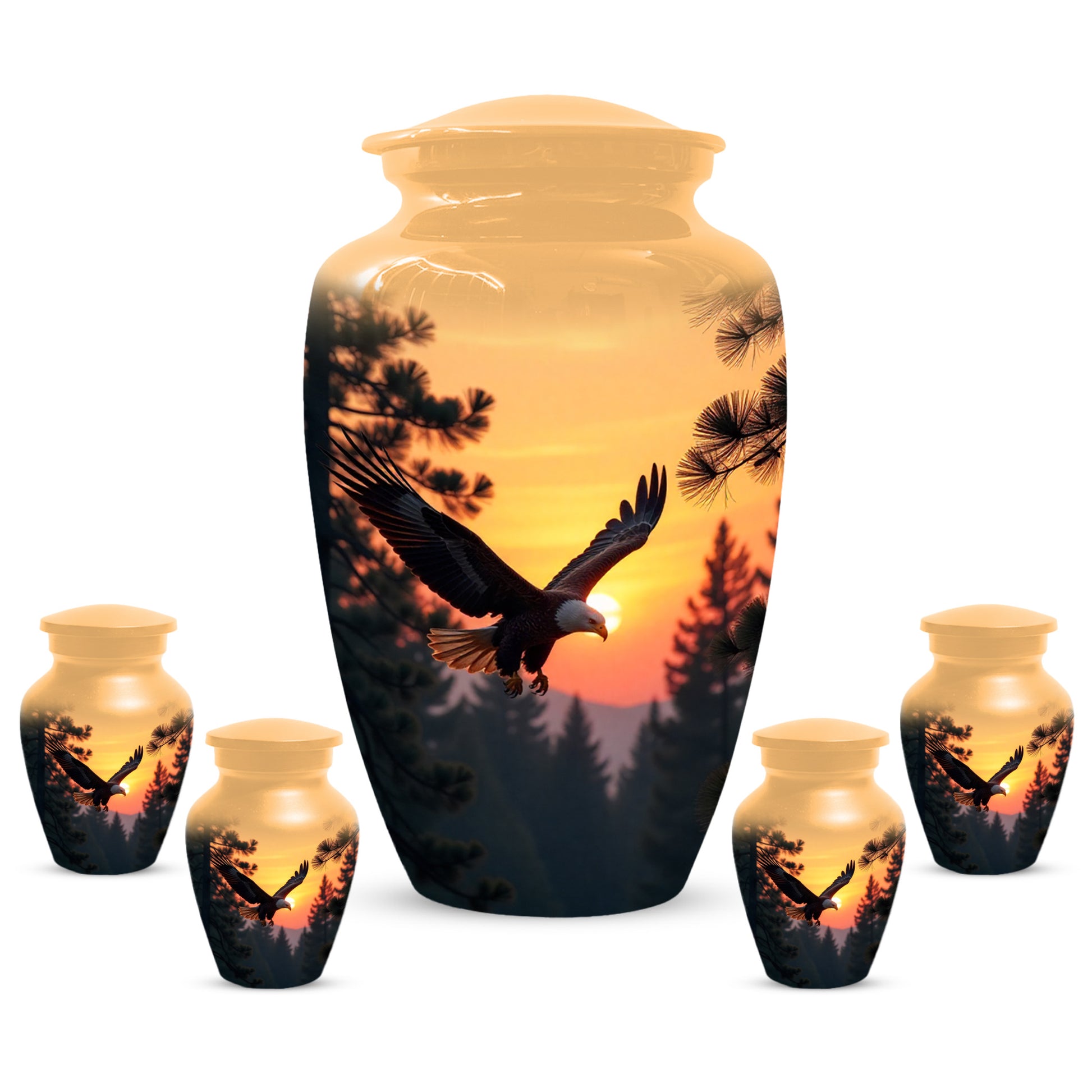 Majestic Eagle Sunset Adult Urn for Human Ashes | Scenic Eagle Adult Cremation Urn Memorial