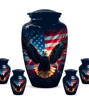 Patriotic Eagle Urn for Human Ashes | American Flag Eagle Adult Cremation Urn Memorial