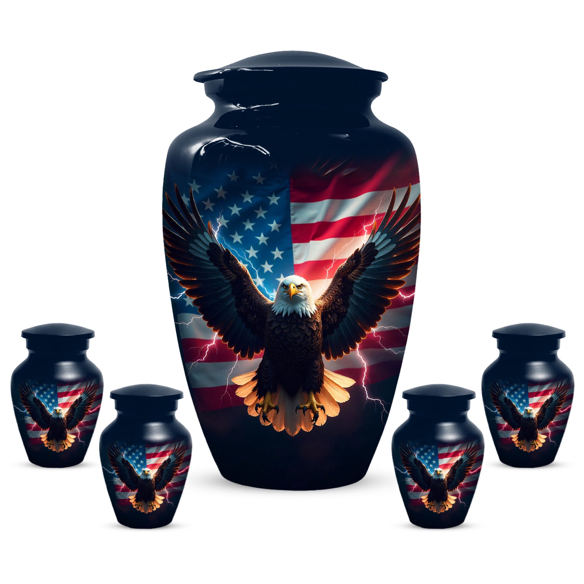 Patriotic Eagle Urn for Human Ashes | American Flag Eagle Adult Cremation Urn Memorial