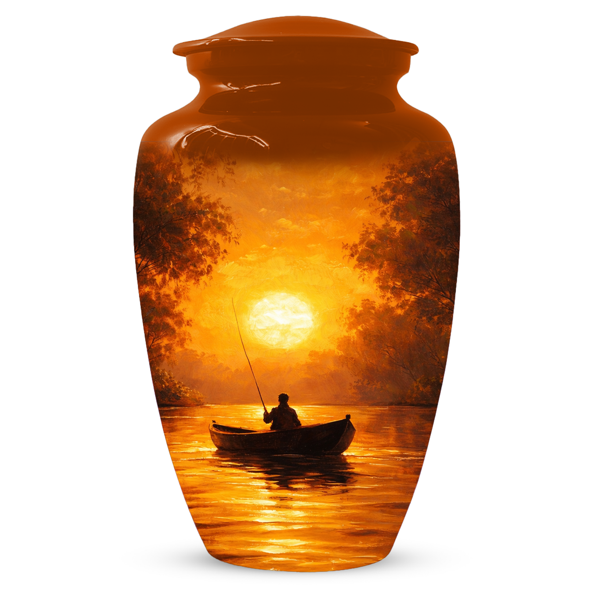 Fishing Cremation Urn for Dad | Personalized Gone Fishing Memorial Urn for Human Ashes