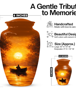 Fishing Cremation Urn for Dad | Personalized Gone Fishing Memorial Urn for Human Ashes