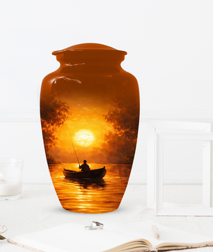 Fishing Cremation Urn for Dad | Personalized Gone Fishing Memorial Urn for Human Ashes