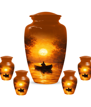 Fishing Cremation Urn for Dad | Personalized Gone Fishing Memorial Urn for Human Ashes