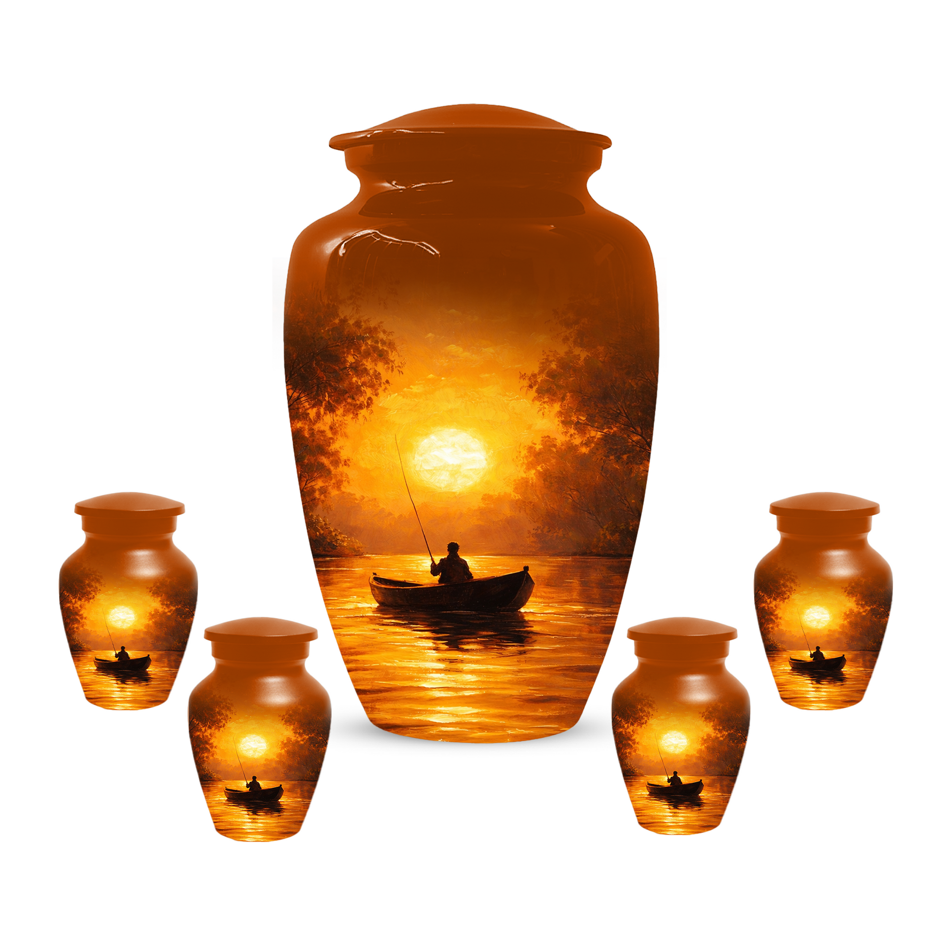 Fishing Cremation Urn for Dad | Personalized Gone Fishing Memorial Urn for Human Ashes