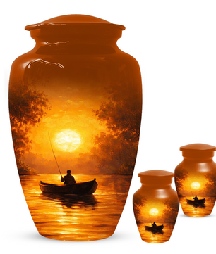 Fishing Cremation Urn for Dad | Personalized Gone Fishing Memorial Urn for Human Ashes