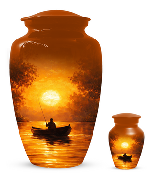 Fishing Cremation Urn for Dad | Personalized Gone Fishing Memorial Urn for Human Ashes