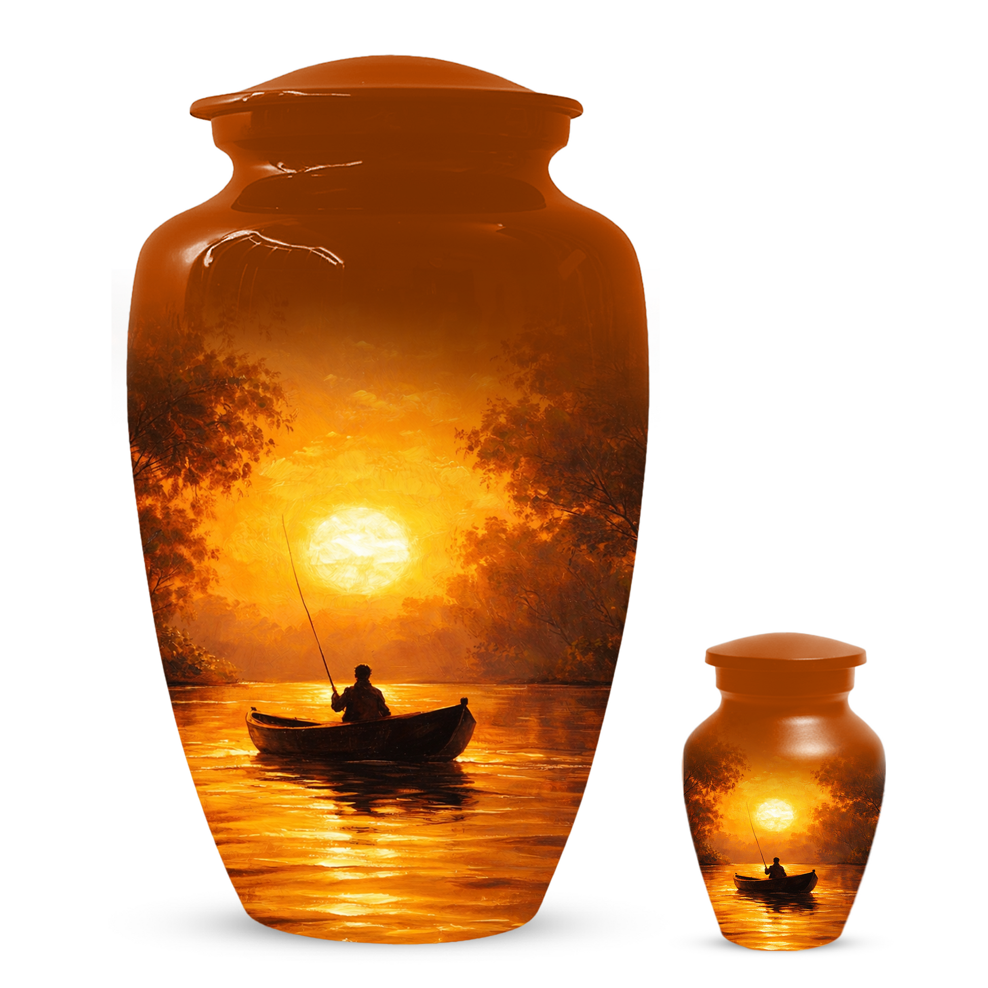 Fishing Cremation Urn for Dad | Personalized Gone Fishing Memorial Urn for Human Ashes