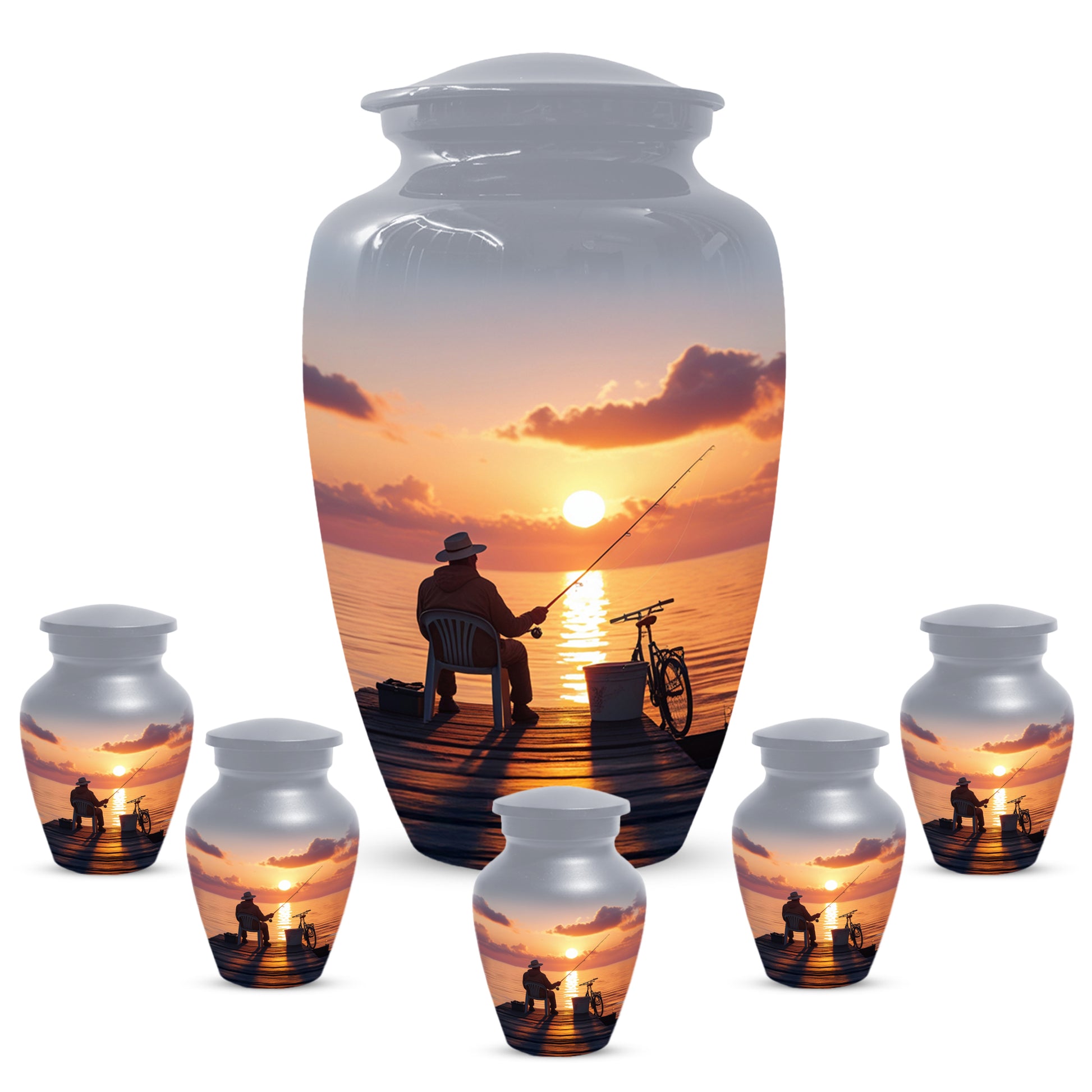 Fishing Cremation Urn for Human Ashes | Adult Fishing Memorial Urn