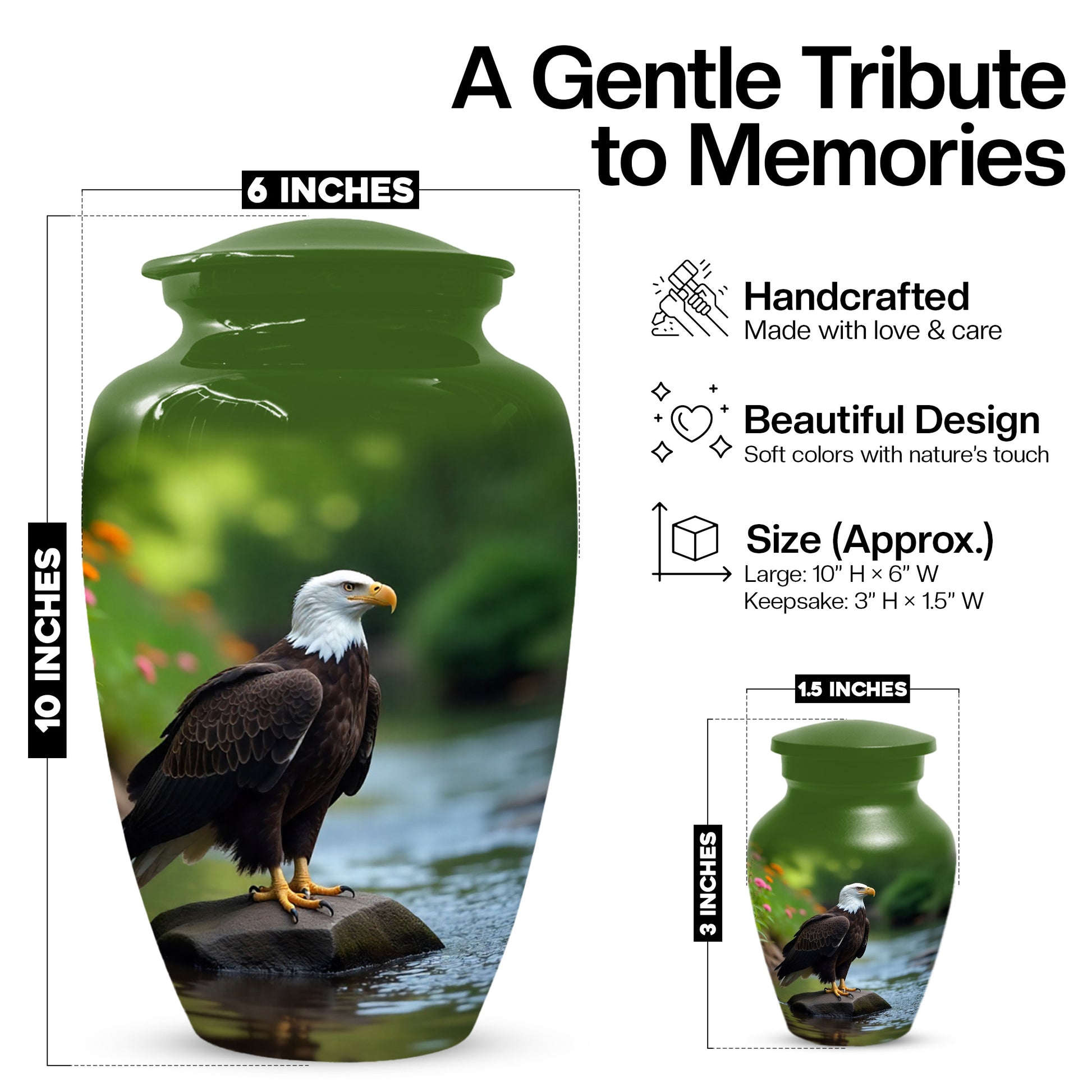 Eagle Urn for Human Ashes | Majestic Eagle Adult Cremation Urn | Memorial Funeral Urn
