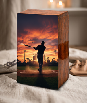 Baseball Urn Wooden – Handmade Baseball Memorial Keepsake Urns for Male Ashes