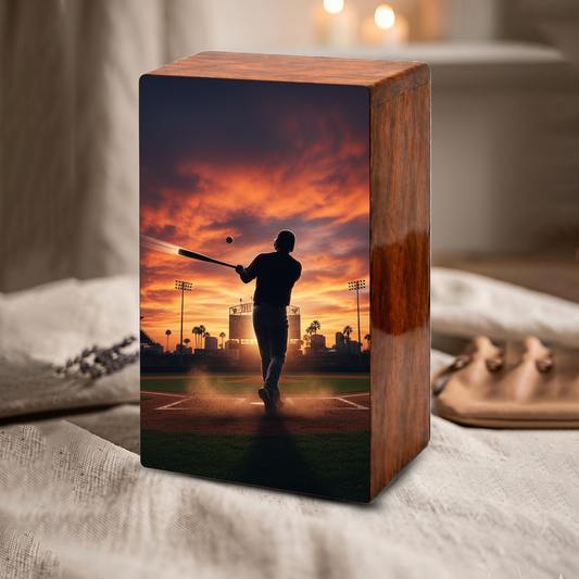 Baseball Urn Wooden – Handmade Baseball Memorial Keepsake Urns for Male Ashes