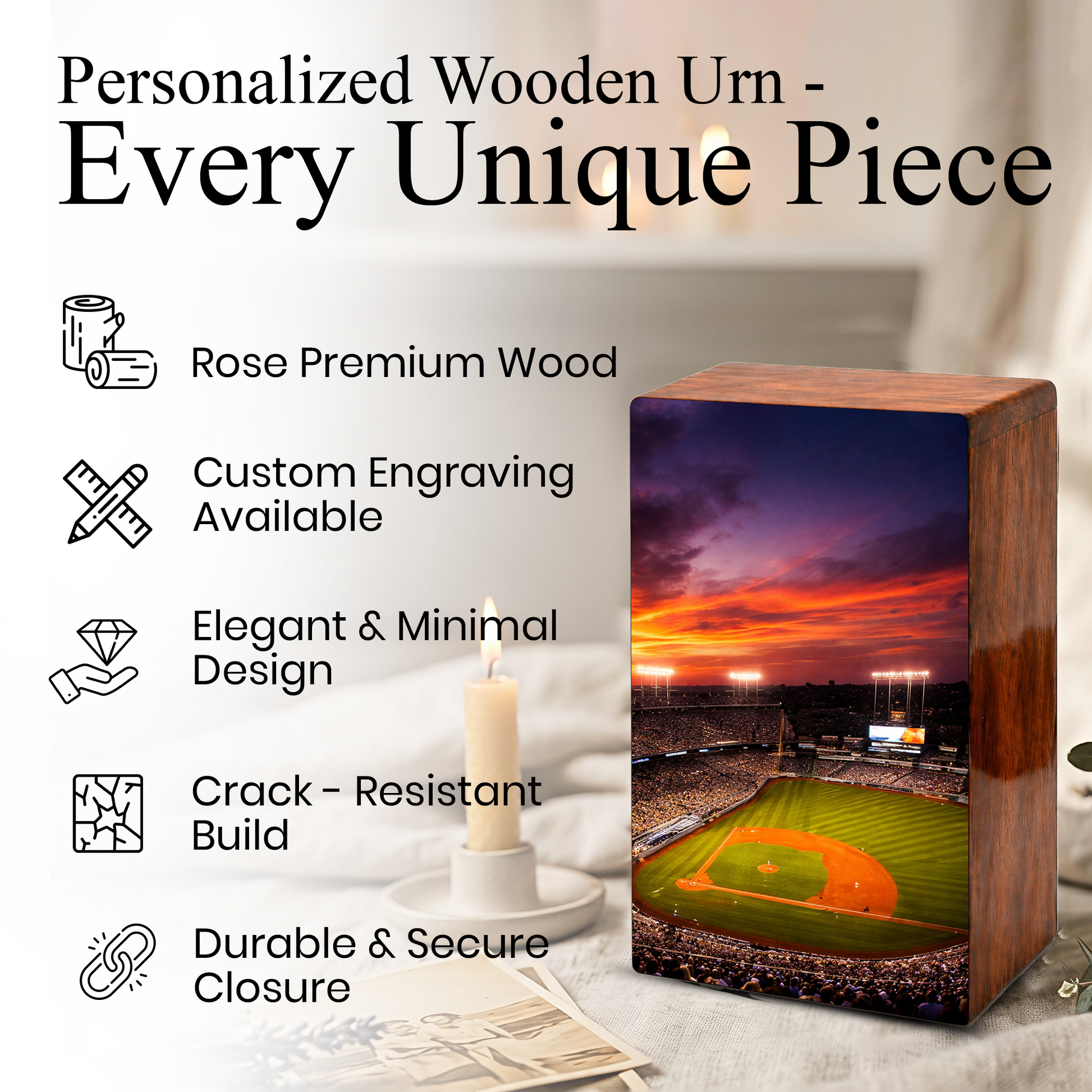Personalized Baseball Stadium Urn – Baseball Memorial Urns for Human Ashes