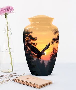 Majestic Eagle Sunset Adult Urn for Human Ashes | Scenic Eagle Adult Cremation Urn Memorial