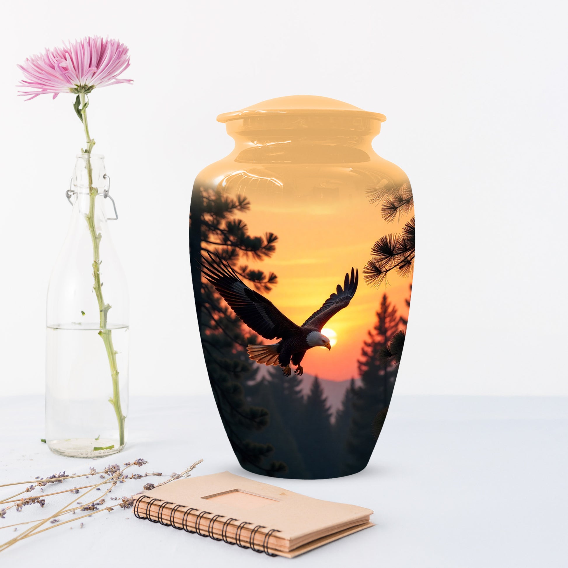 Majestic Eagle Sunset Adult Urn for Human Ashes | Scenic Eagle Adult Cremation Urn Memorial