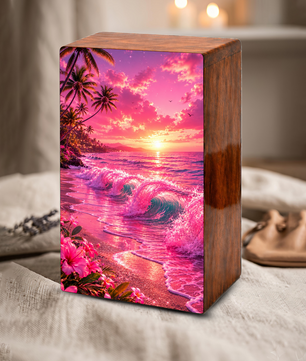 Pink Ocean Urn For Ashes - Beach Small Urns For Men and Women