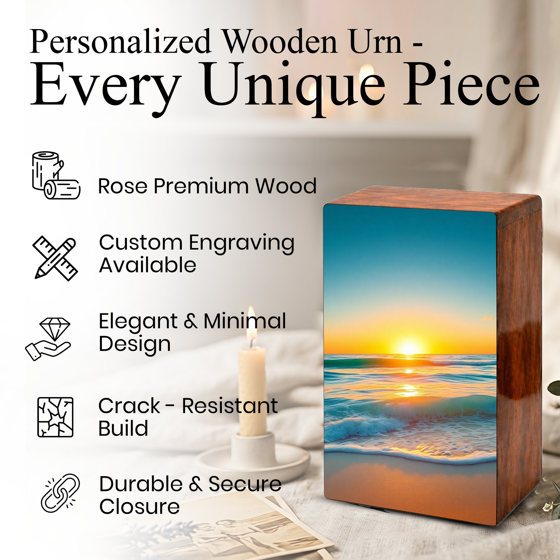 Sunset Beach Urn – Ocean Sunset Memorial Keepsake Urns for Human Ashes