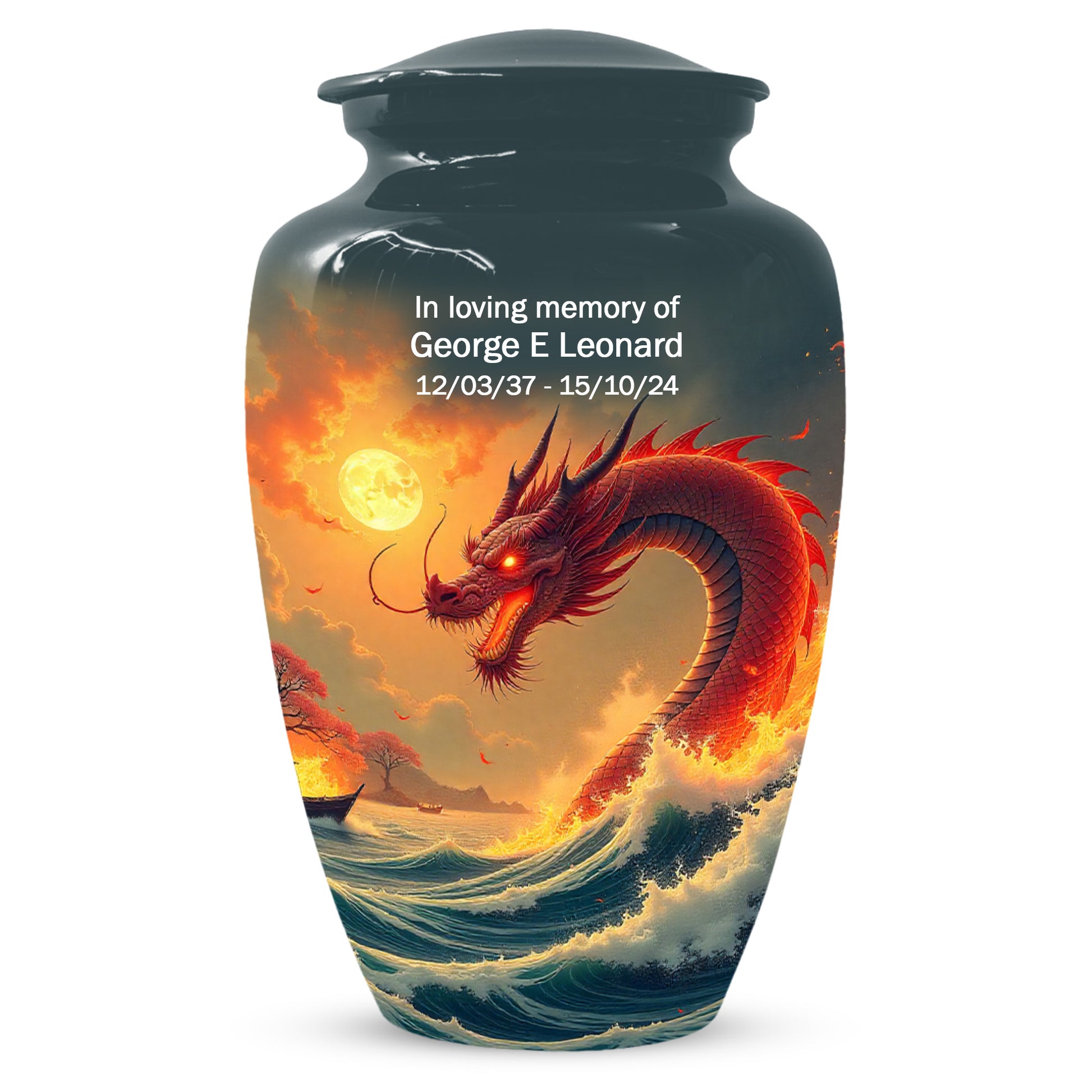 Sea Dragon Urn for Human Ashes | Adult Cremation Urn | Ocean Dragon Memorial Funeral Urn